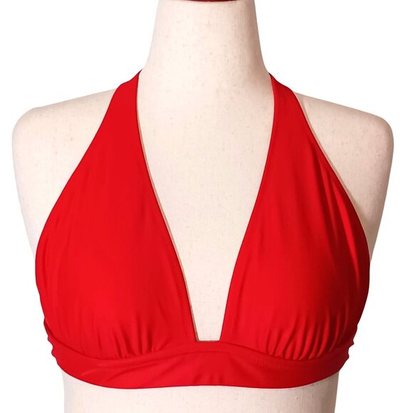 NEW J. Crew Red Adjustable Tie-back Halter Bikini Swim Top‎ Women's Size S - Picture 1 of 11